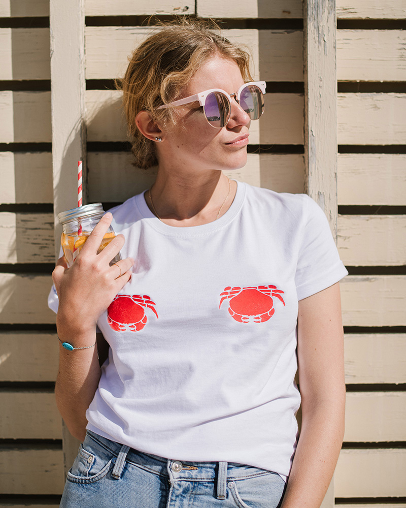 t-shirt femme avec des crabes